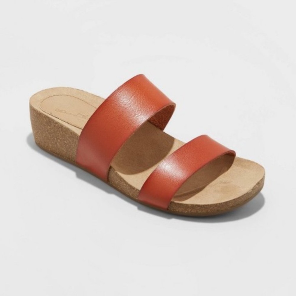 Universal Thread Tan Leather Heel Strappy Sandals7